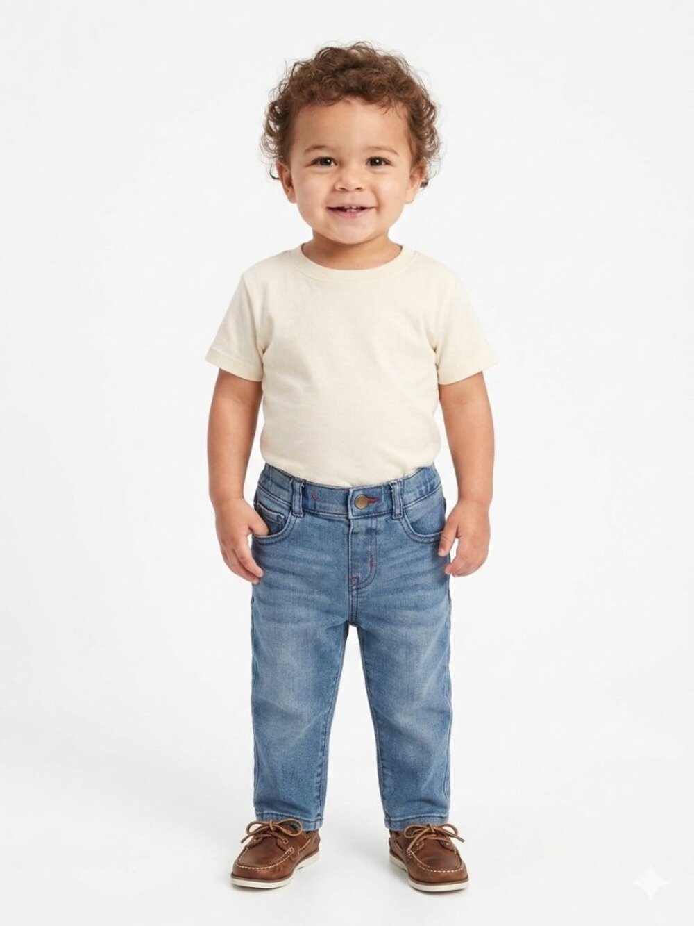 Garanimals Unisex Front Snap and Elastic Back Waist Denim Blue Jean - 12M